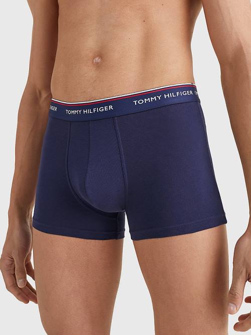 Muške Tommy Hilfiger 3-Pack Premium Logo Waistband Trunks Donji veš Plava | TH824FCA