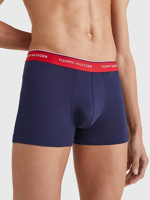 Muške Tommy Hilfiger 3-Pack Premium Logo Waistband Trunks Donji veš Plava | TH824FCA