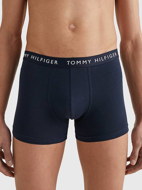 Muške Tommy Hilfiger 3-Pack Repeat Logo Trunks Donji veš Crna | TH098GZQ