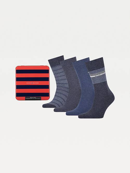 Muške Tommy Hilfiger 4-Pack Gift Box Stripe Čarape Plava | TH125KLI