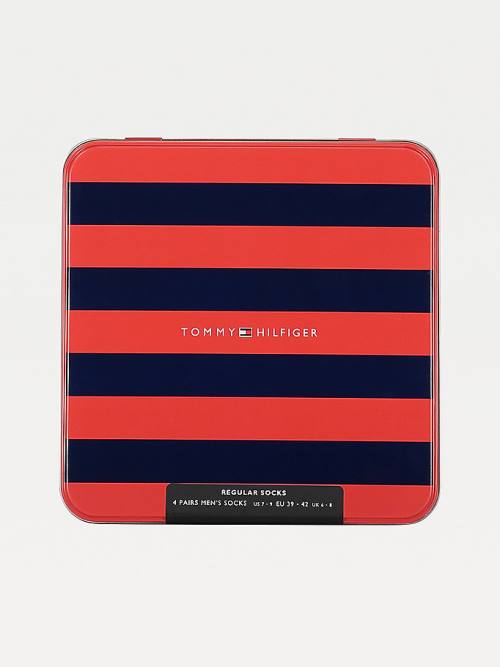 Muške Tommy Hilfiger 4-Pack Gift Box Stripe Čarape Plava | TH402TOI