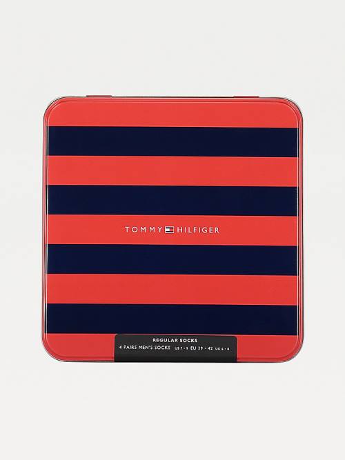 Muške Tommy Hilfiger 4-Pack Gift Box Stripe Čarape Crna | TH548BHN