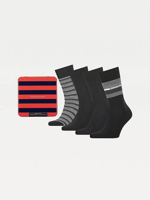 Muške Tommy Hilfiger 4-Pack Gift Box Stripe Čarape Crna | TH548BHN