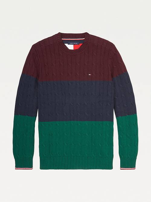 Muške Tommy Hilfiger Adaptive Colour-Blocked Crew Neck Jumper Džemper Crveni | TH749ULZ