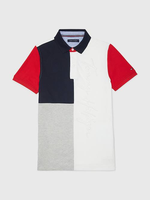 Muške Tommy Hilfiger Adaptive Colour-Blocked Slim Fit Polo Majice Šarena | TH937QGV