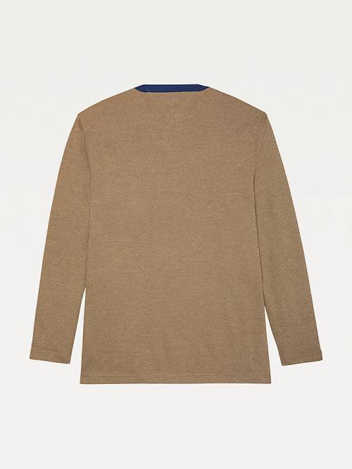 Muške Tommy Hilfiger Adaptive Henley Neck Jumper Džemper Bež | TH640KGF