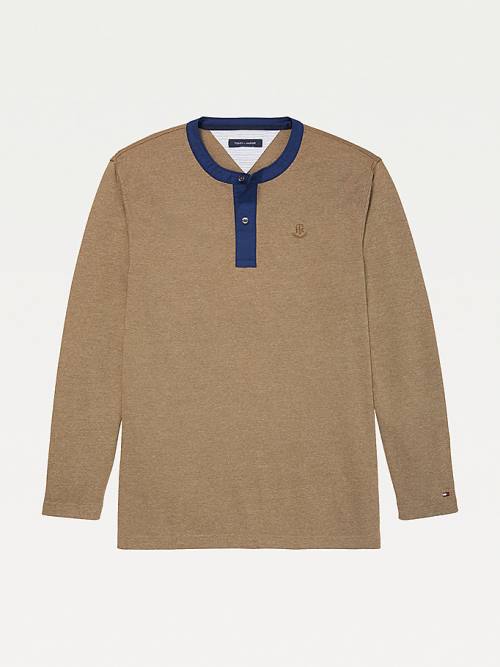 Muške Tommy Hilfiger Adaptive Henley Neck Jumper Džemper Bež | TH640KGF