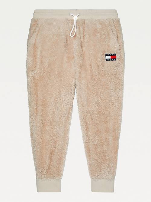 Muške Tommy Hilfiger Adaptive Tommy Badge Fleece Joggers Pantalone Bež | TH105KST