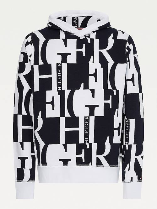 Muške Tommy Hilfiger All-Over Text Print Duks Hoodie Crveni | TH385YUP