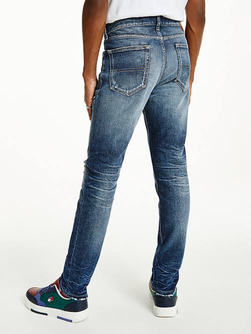 Muške Tommy Hilfiger Austin Slim Tapered Distressed Farmerke Denim Plava | TH087MOY