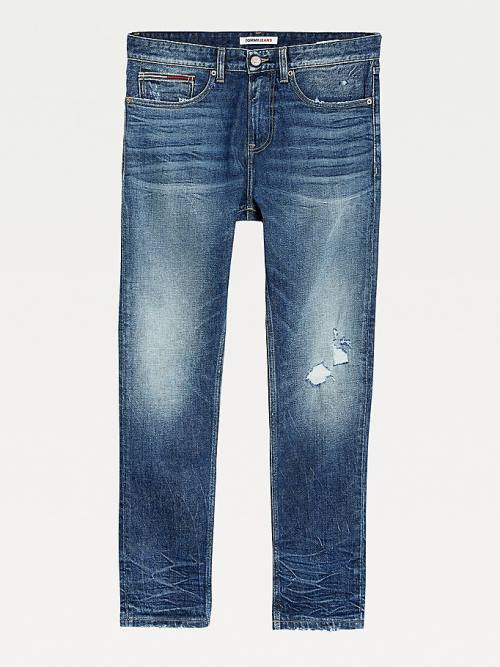 Muške Tommy Hilfiger Austin Slim Tapered Distressed Farmerke Denim Plava | TH087MOY