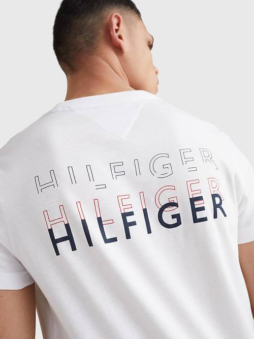 Muške Tommy Hilfiger Back Logo Majice Bela | TH719SIW