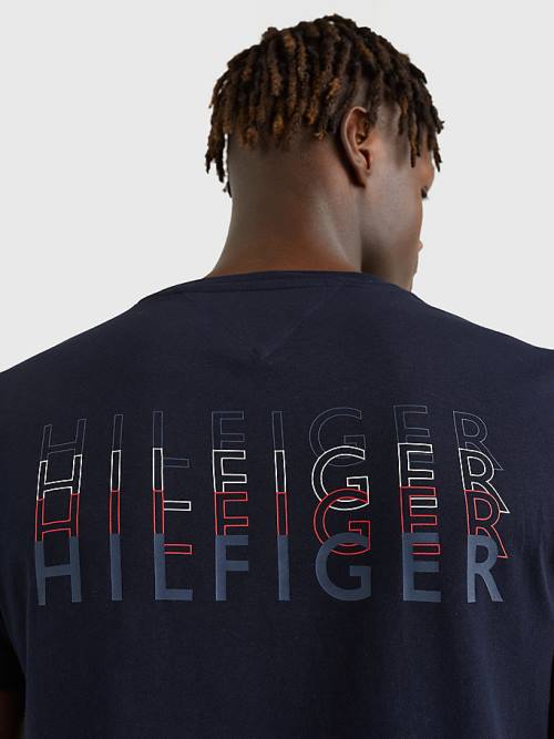 Muške Tommy Hilfiger Back Logo Majice Plava | TH870IJY