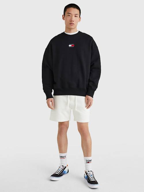 Muške Tommy Hilfiger Badge Crew Neck Duksevi Crna | TH701SCF