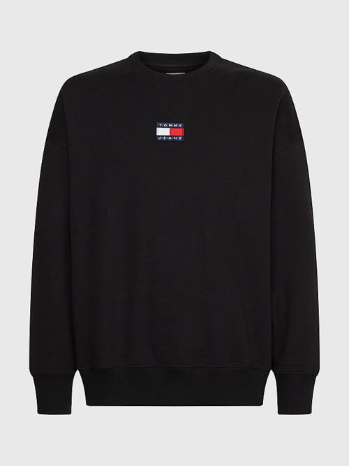 Muške Tommy Hilfiger Badge Crew Neck Duksevi Crna | TH701SCF