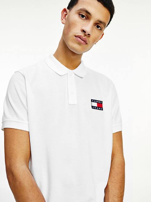 Muške Tommy Hilfiger Badge Lightweight Regular Fit Polo Majice Bela | TH748JBN