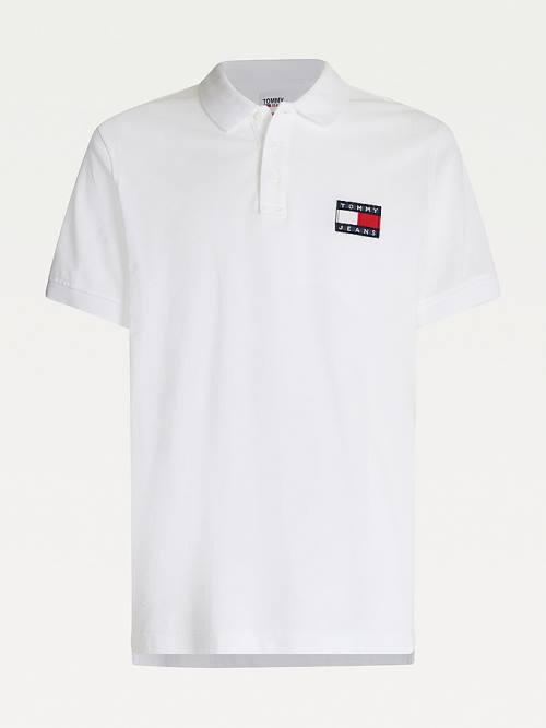 Muške Tommy Hilfiger Badge Lightweight Regular Fit Polo Majice Bela | TH748JBN