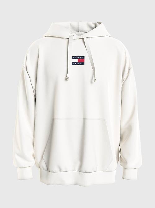 Muške Tommy Hilfiger Badge Organic Cotton Duks Hoodie Bela | TH493DLW