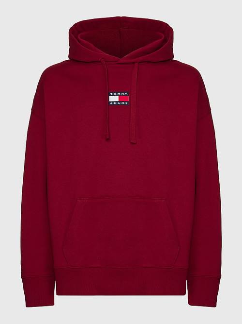 Muške Tommy Hilfiger Badge Organic Cotton Duks Hoodie Crveni | TH690RAQ