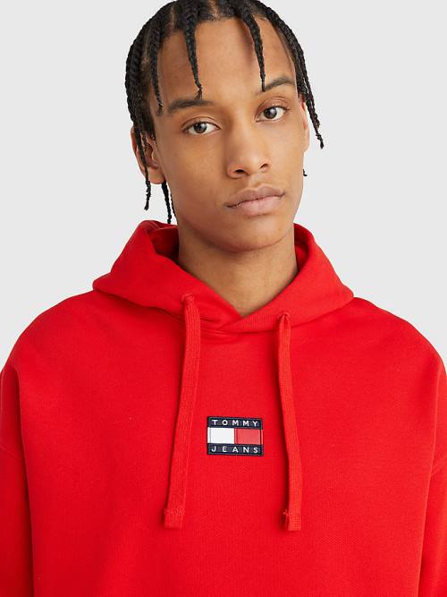 Muške Tommy Hilfiger Badge Organic Cotton Duks Hoodie Crveni | TH803ECG