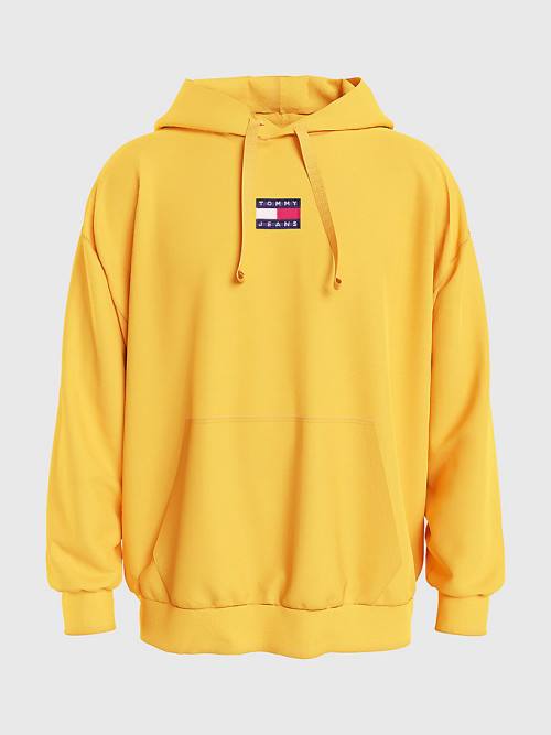 Muške Tommy Hilfiger Badge Organic Cotton Duks Hoodie Žuta | TH906OLV