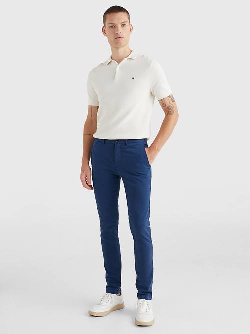 Muške Tommy Hilfiger Bleecker Satin Slim Fit Chinos Pantalone Plava | TH476URG