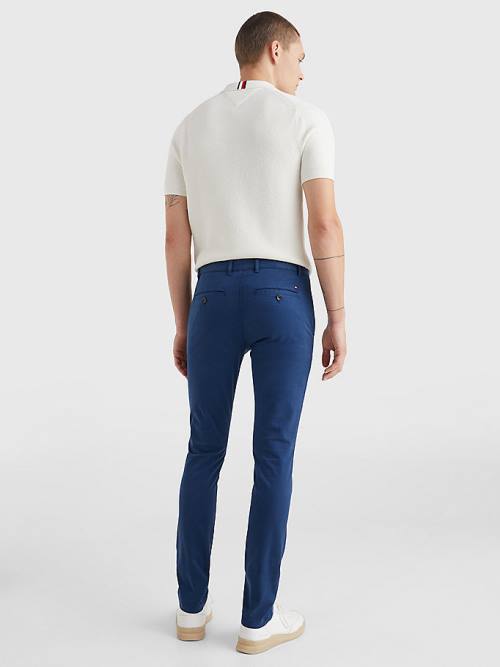 Muške Tommy Hilfiger Bleecker Satin Slim Fit Chinos Pantalone Plava | TH476URG