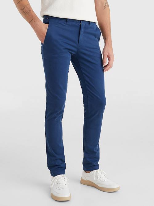 Muške Tommy Hilfiger Bleecker Satin Slim Fit Chinos Pantalone Plava | TH476URG