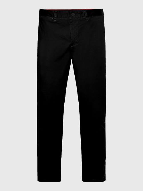 Muške Tommy Hilfiger Bleecker Satin Slim Fit Chinos Pantalone Crna | TH891FRH