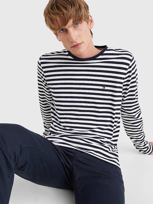 Muške Tommy Hilfiger Breton Stripe Long Sleeve Majice Plava | TH317TBZ