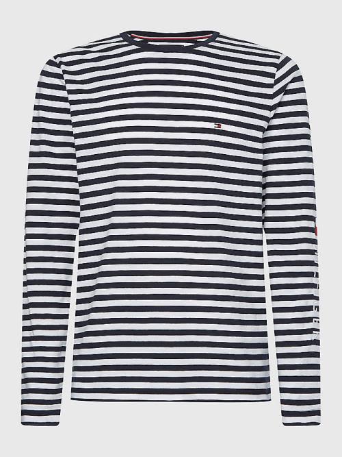 Muške Tommy Hilfiger Breton Stripe Long Sleeve Majice Plava | TH317TBZ