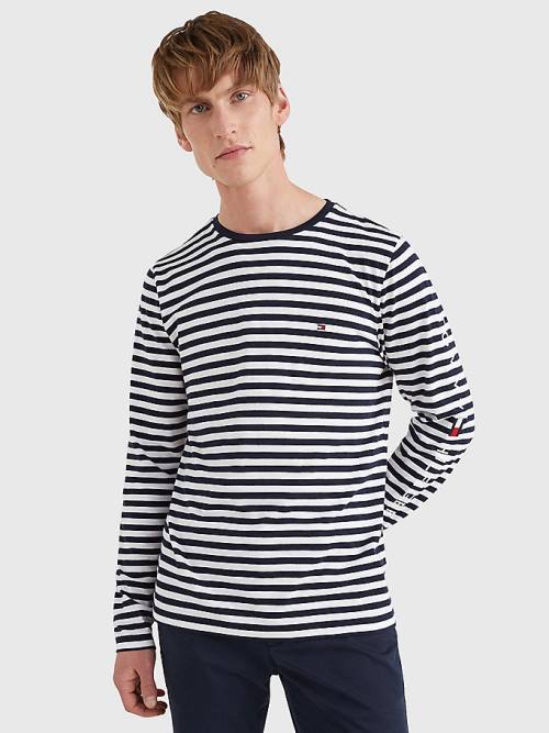 Muške Tommy Hilfiger Breton Stripe Long Sleeve Majice Plava | TH317TBZ