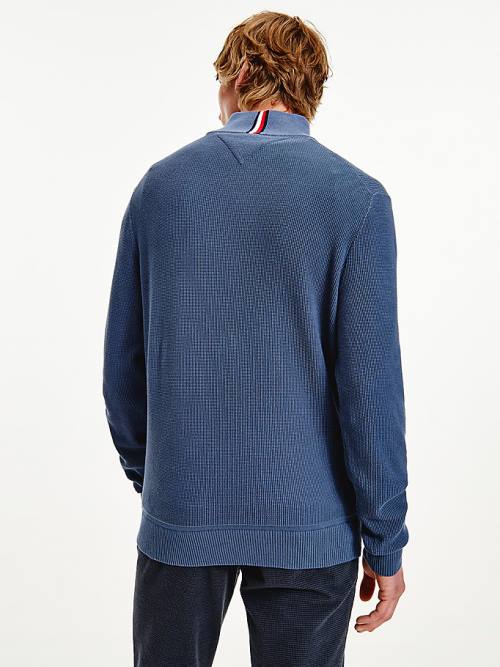 Muške Tommy Hilfiger Button Mock Turtleneck Jumper Džemper Plava | TH643XPC