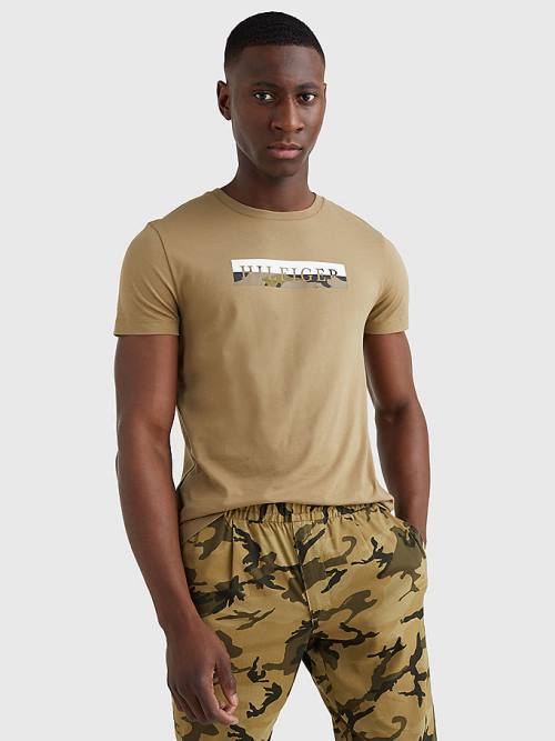 Muške Tommy Hilfiger Camo Graphic Logo Majice Braon | TH873KGL