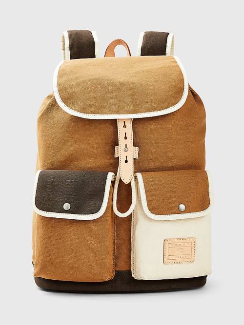 Muške Tommy Hilfiger Canvas Flap Backpack Torbe Kaki | TH970SBQ