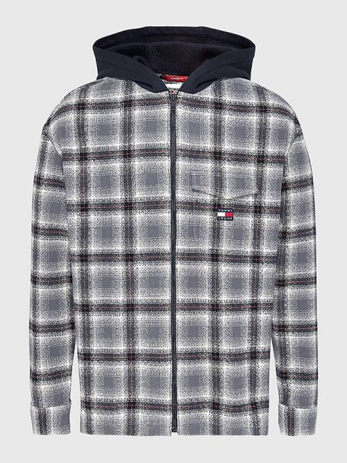 Muške Tommy Hilfiger Check Organic Cotton Hooded Overshirt Košulje Crna | TH358SZD