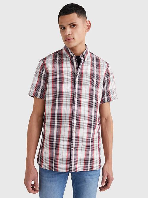 Muške Tommy Hilfiger Check Short Sleeve Regular Fit Košulje Crveni | TH812AQW