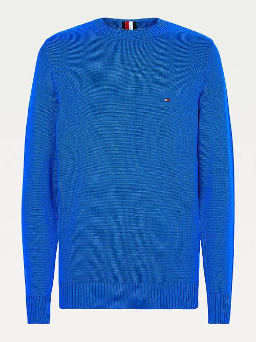 Muške Tommy Hilfiger Chunky Knit Crew Neck Jumper Džemper Plava | TH358WZY