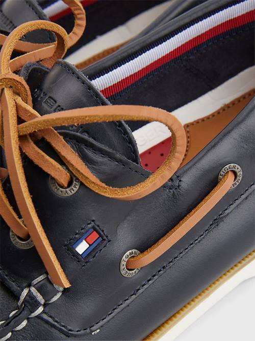 Muške Tommy Hilfiger Classic Leather Boat Casual Cipele Plava | TH394KFU