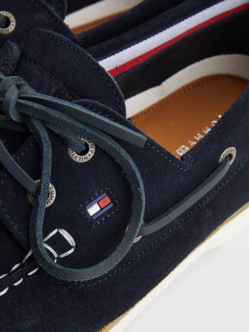 Muške Tommy Hilfiger Classic Suede Boat Casual Cipele Plava | TH345KLU