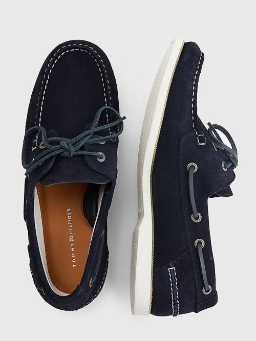 Muške Tommy Hilfiger Classic Suede Boat Casual Cipele Plava | TH345KLU