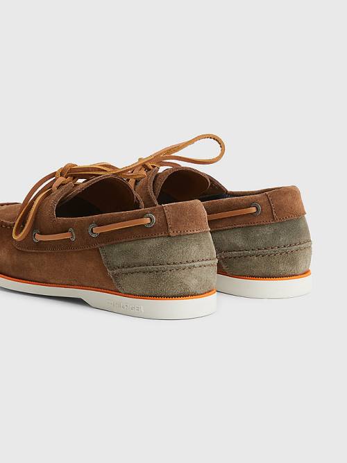 Muške Tommy Hilfiger Classic Suede Boat Casual Cipele Bež | TH438MRS