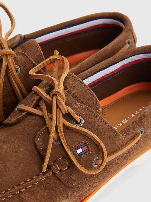 Muške Tommy Hilfiger Classic Suede Boat Casual Cipele Bež | TH438MRS