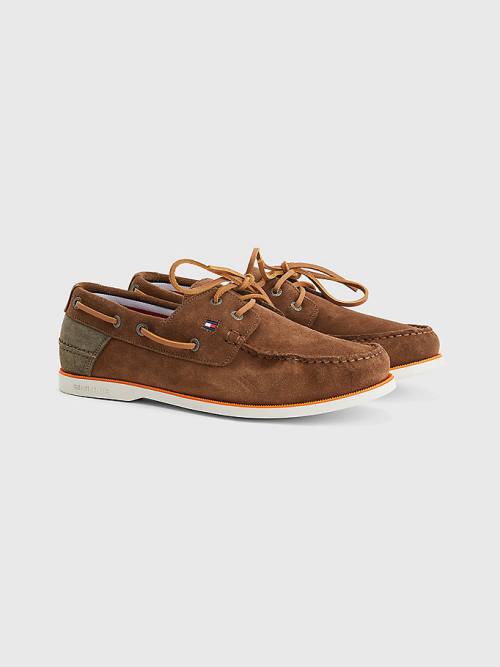 Muške Tommy Hilfiger Classic Suede Boat Casual Cipele Bež | TH438MRS