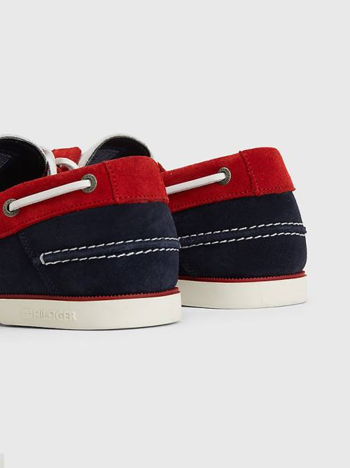 Muške Tommy Hilfiger Classic Suede Boat Casual Cipele Plava | TH498TWY