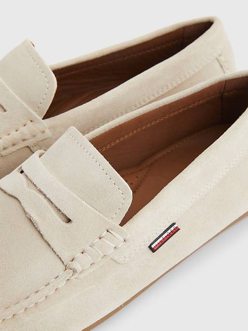 Muške Tommy Hilfiger Classic Suede Driving Casual Cipele Bež | TH736IWL