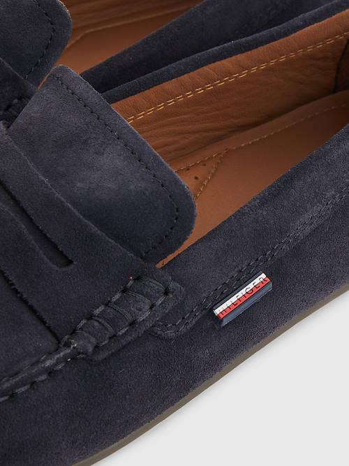 Muške Tommy Hilfiger Classic Suede Driving Casual Cipele Plava | TH950KTX