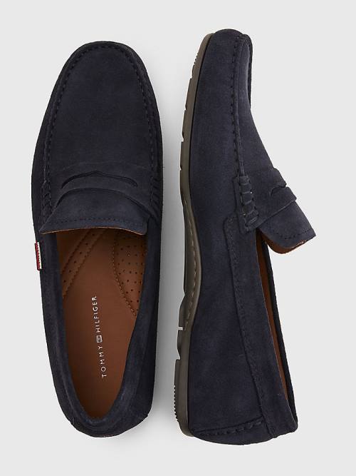 Muške Tommy Hilfiger Classic Suede Driving Casual Cipele Plava | TH950KTX