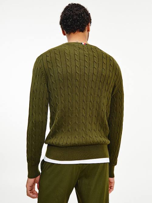 Muške Tommy Hilfiger Classics Cable Knit Jumper Džemper Braon | TH419XBI