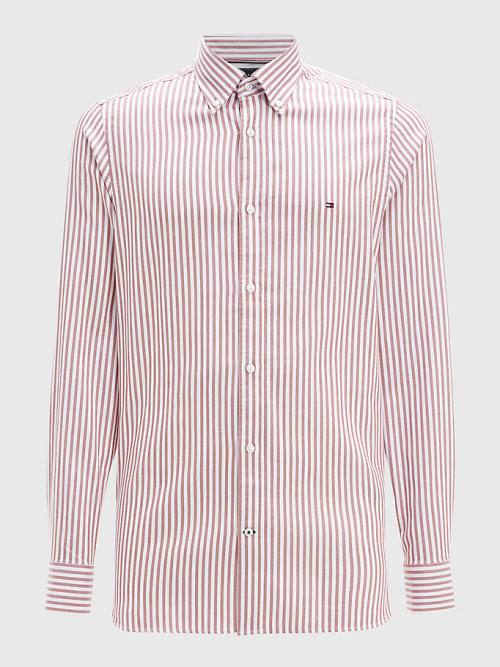 Muške Tommy Hilfiger Classics Stripe Slim Fit Dobby Košulje Braon | TH078YNG